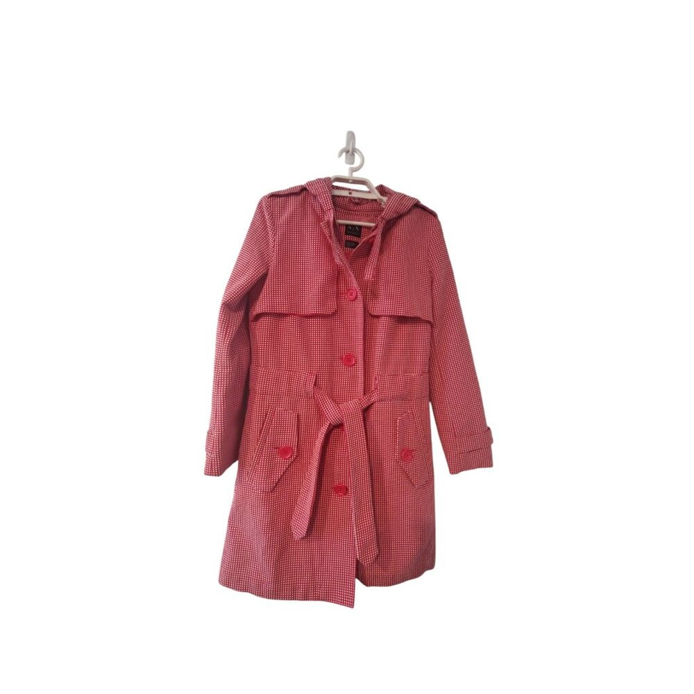 Armani Exchange short trench coat jacket womens XS pink belted hood